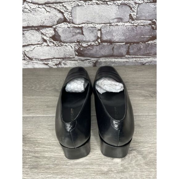 Rockport Black Leather Square Toe Casual Heel Shoes Women Sz 8.5M US/39EU Brazil - Picture 4 of 16